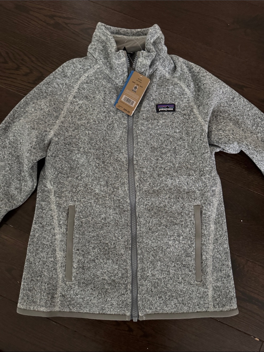 Patagonia Kids Heather Gray Full-Zip Fleece Jacket-MEDIUM-Size 10
